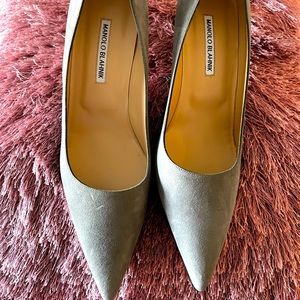 Manolo Blahnik Gray Suede Heels